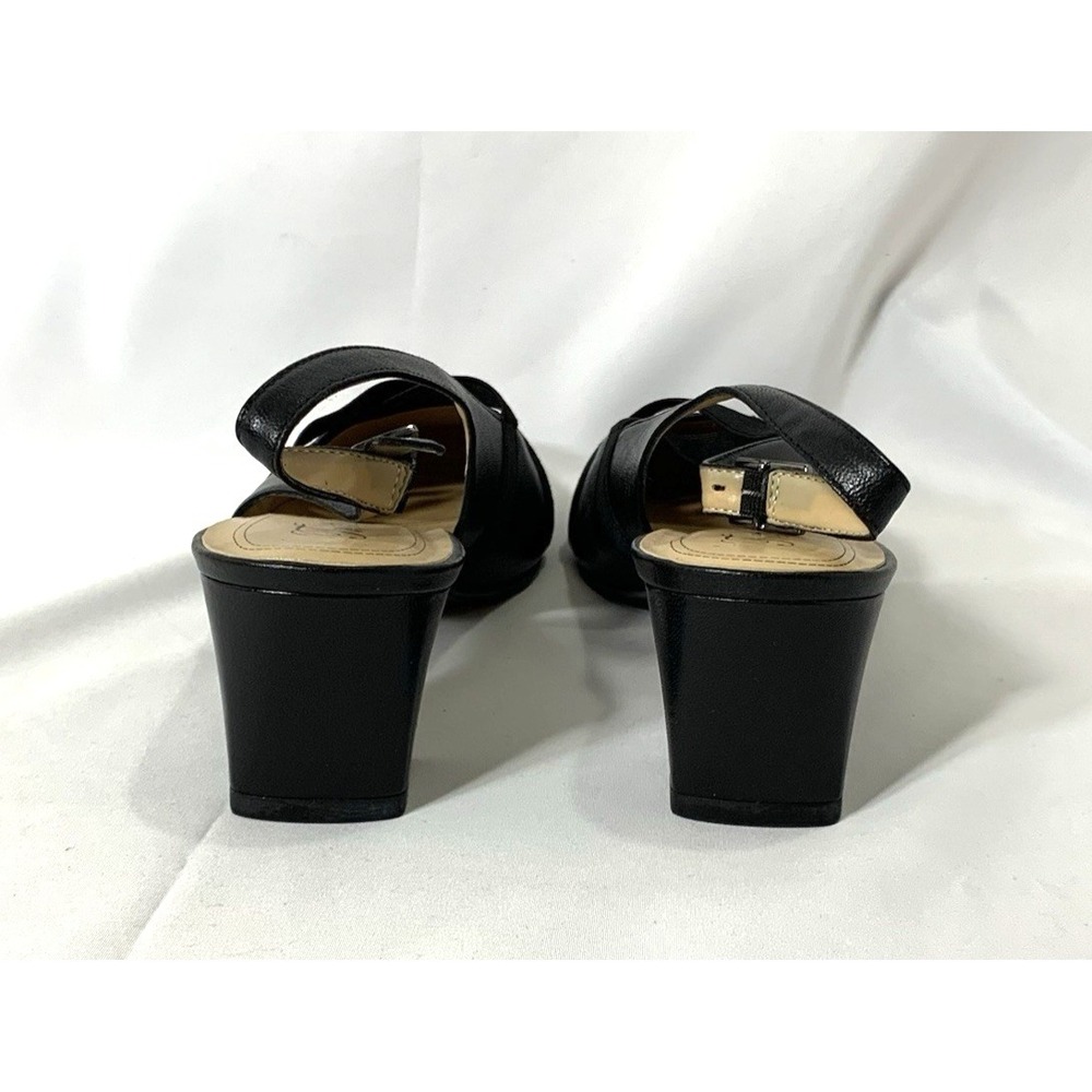 Trotters Shoes Womens 8.5 Black Leather Slingback Pump Low Heel 2" Ballet - Picture 3 of 8